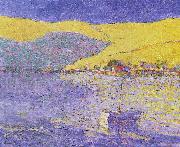 Seldon Connor Gile Boat and Yellow Hills oil on canvas